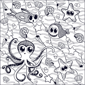 FREE Cute Sea World #2 Coloring Page