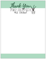 Thank You For Helping Me Grow Personalized Notepad

