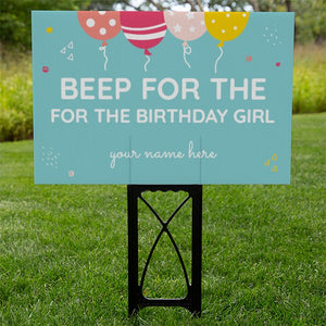 Happy Birthday Yard Sign - Beep Girl