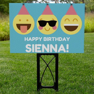 Happy Birthday Yard Sign - Emoji
