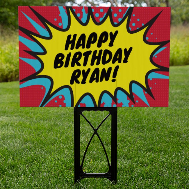 Happy Birthday Yard Sign - Comic