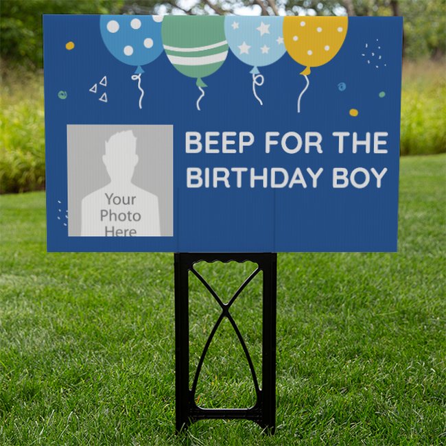 Happy Birthday Yard Sign - Birthday Boy Photo