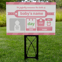 Birth Annoucement Yard Sign - Pink
