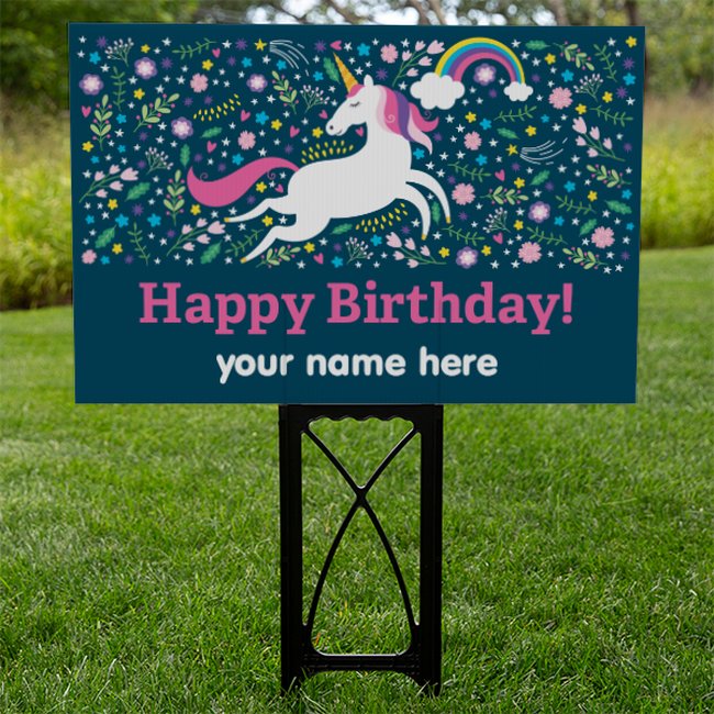 Happy Birthday Yard Sign - Unicorn